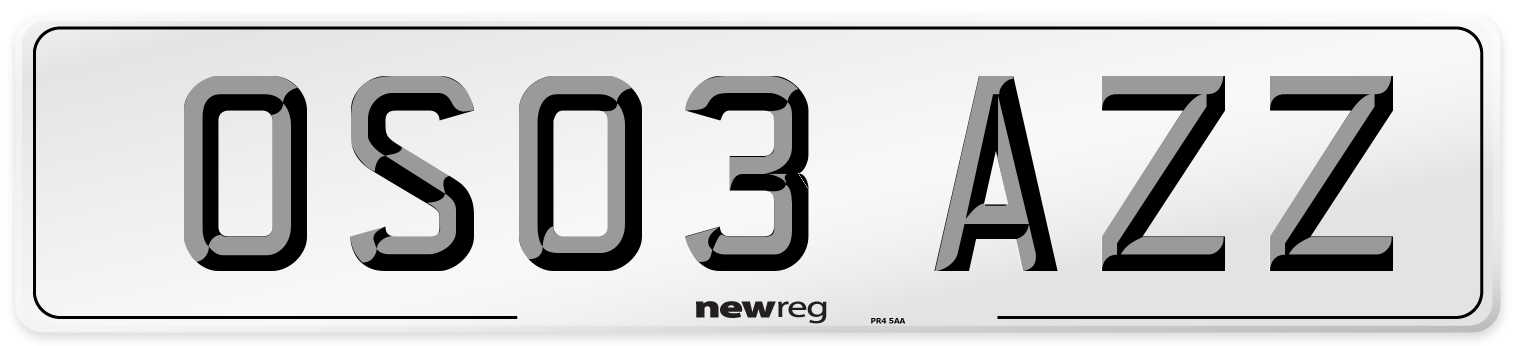OS03 AZZ Number Plate from New Reg